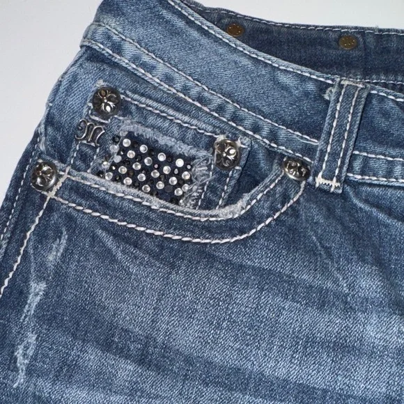 Miss Me Dark Blue Distressed Straight Jeans - Picture 4 of 11